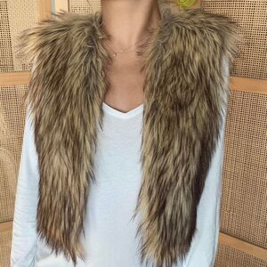 BB Dakota Faux Fur Vest in Brown